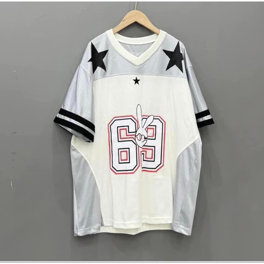 Áo thun bóng đá số 69 thỏ phối bạc ngôi sao fom unisex thể thao số 1 | BigBuy360 - bigbuy360.vn