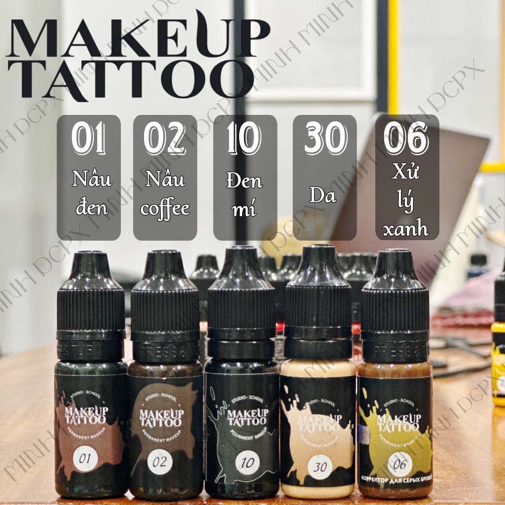 Mưc Makeup Tattoo Mực phun xăm mày môi mí chính hãng Nga gốc bột nước chai 10ml