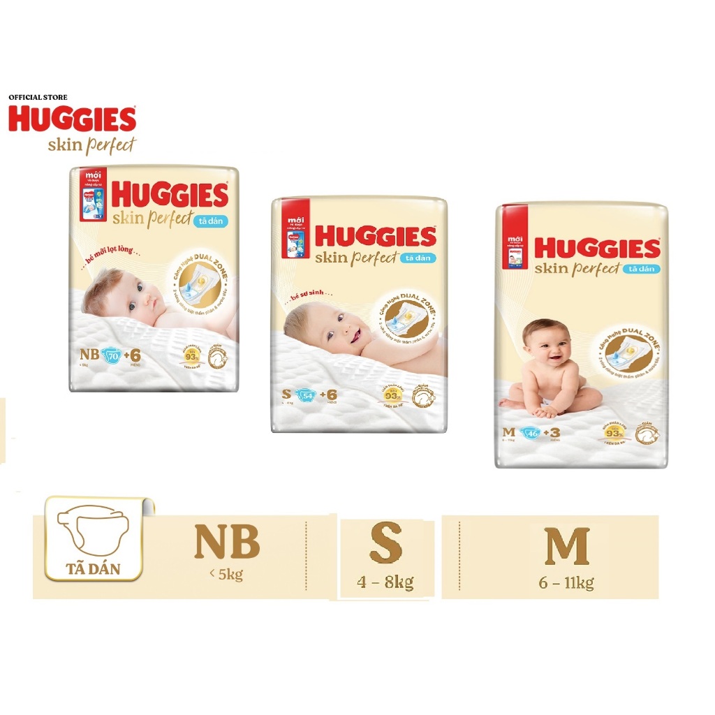 Tã Dán Huggies NB70+6/S54+6/M46+3 Miếng