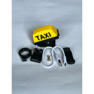 Đèn led taxi pin sạt 4 chế độ lắp ghi đông, chân kính, dán cho xe máy, xe đạp