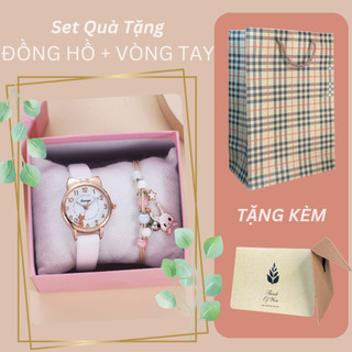 Quà Tặng Bạn Gái, Quà Cho Bé Gái 10 Tuổi, 12 Tuổi, Set Đồng Hồ và Vòng Tay Kèm Hộp Quà và Thiệp
