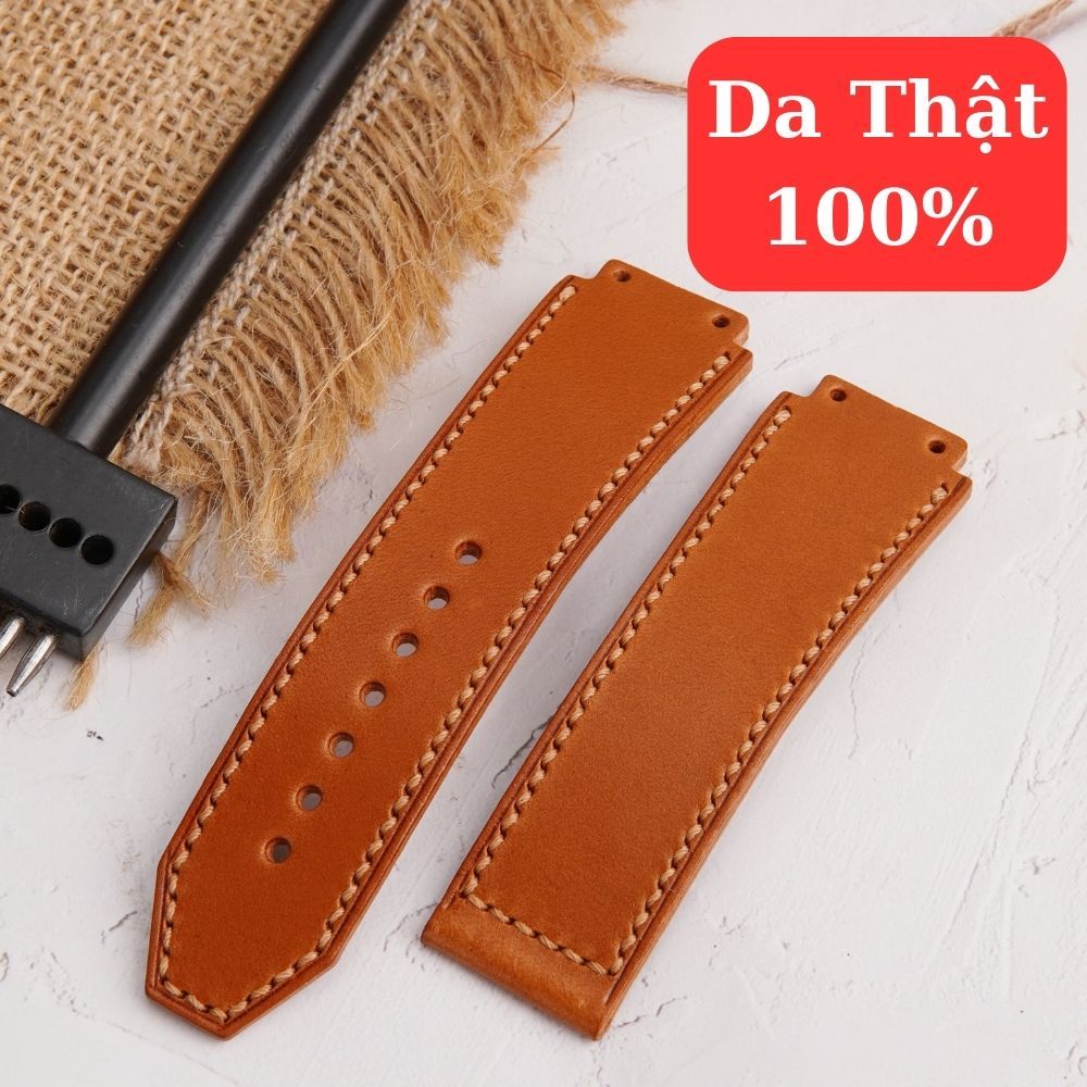 Dây đồng hồ 2 lớp cho HUBLOT size 42,38,34 nam nữ làm thủ công da thật H.U.B kèm tool thay dây HL2