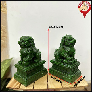 Cặp 2 tượng kỳ lân trang trí phong thủy trang trí bàn làm việc - Cao 12cm - Màu xanh lục bích