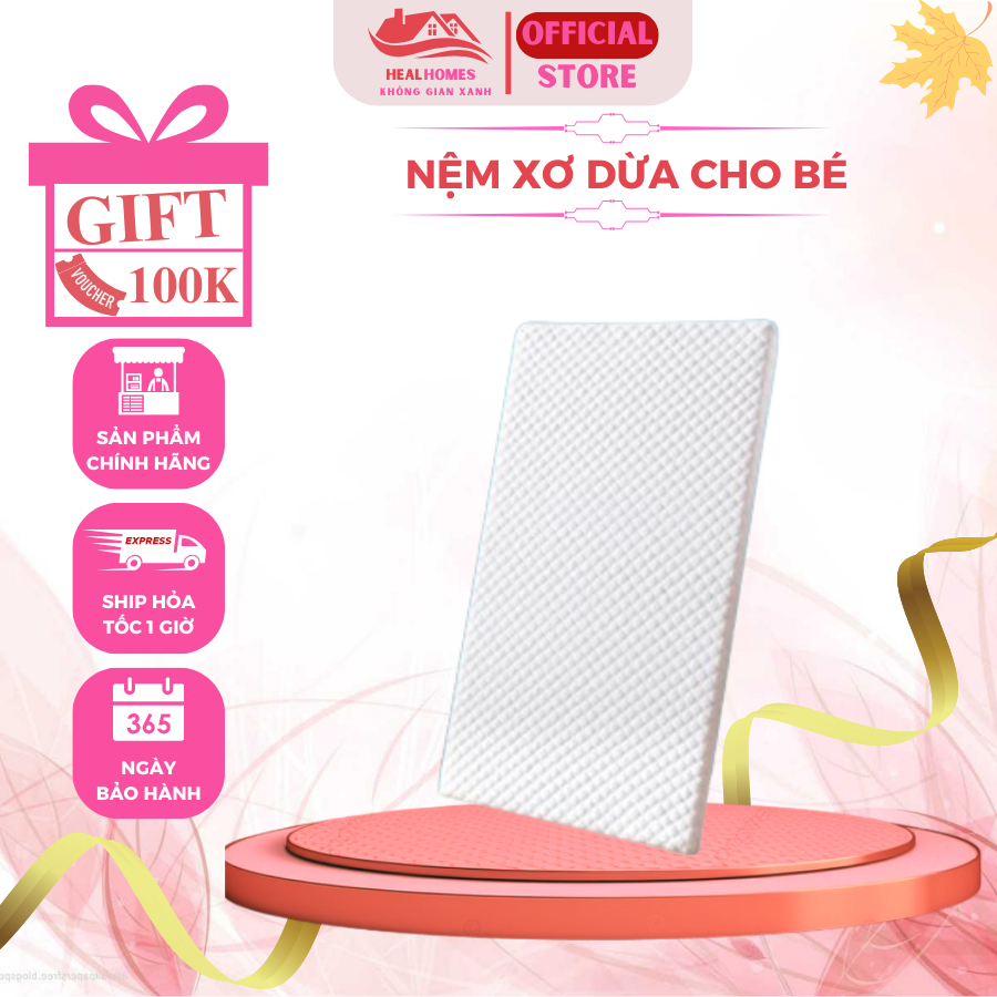 Nệm xơ dừa cho bé nằm nôi cũi HealHomes - 100% xơ dừa tự nhiên - Thoáng mát