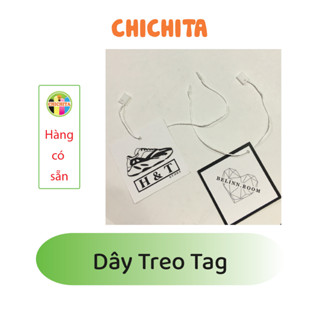 100 sợi dây tag treo nhãn mác  CHICHITA màu trắng, đen.Có sẵn