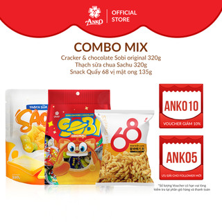 Combo Bánh Cracker Chocolate Sobi & Thạch Sữa Chua Sachu & Snack Quẩy 68