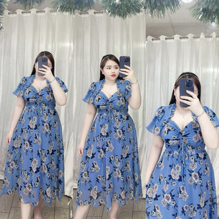 [Bigsize 60-85kg] Đầm rút voan tay bí