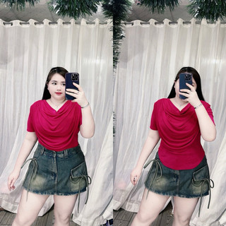 Bigsize 60-90kg Áo cổ đổ tay ngắn