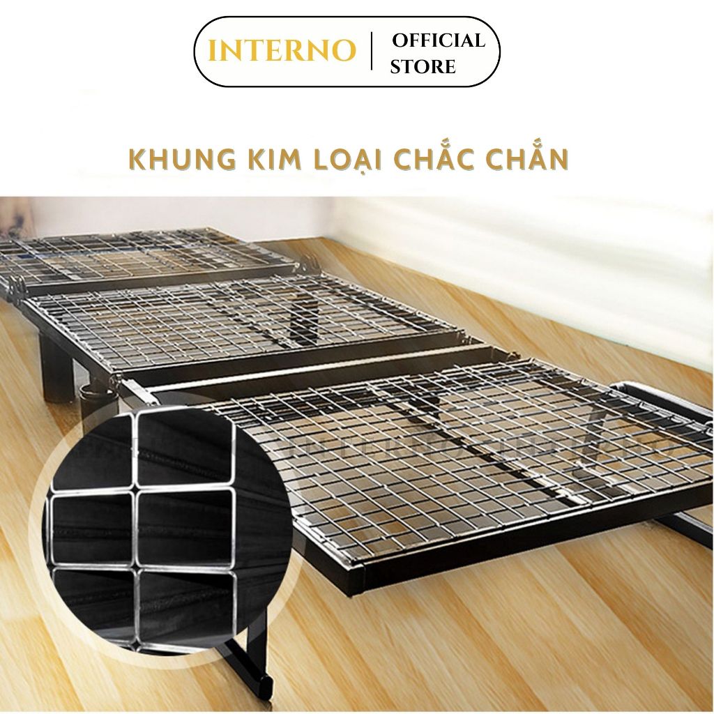 Sofa Giường INTERNO Giường Gấp Gọn Thành Ghế Sofa Gập Ngả 180 Độ Chất Liệu Khung Sắt Bọc Nệm Cứng 3 Màu Nâu, Xám, Xanh | BigBuy360 - bigbuy360.vn