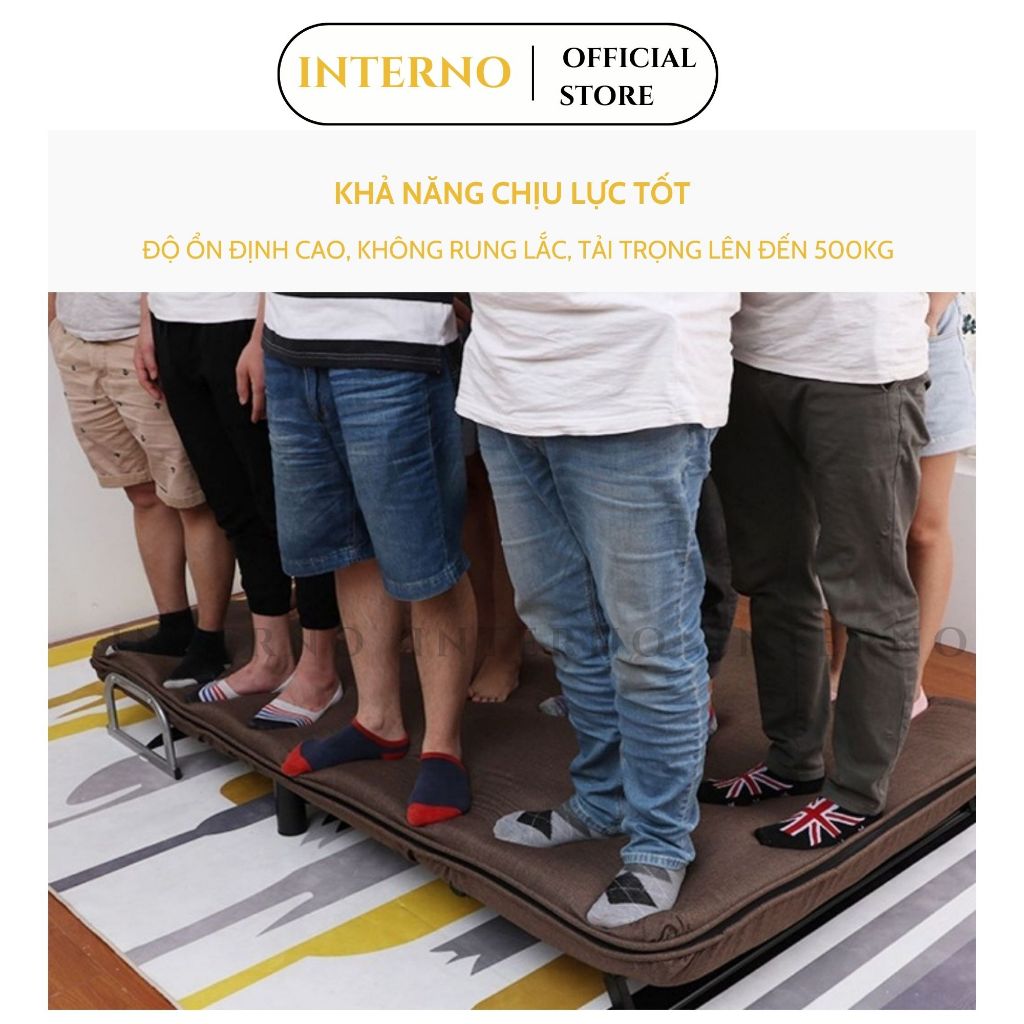Sofa Giường INTERNO Giường Gấp Gọn Thành Ghế Sofa Gập Ngả 180 Độ Chất Liệu Khung Sắt Bọc Nệm Cứng 3 Màu Nâu, Xám, Xanh | BigBuy360 - bigbuy360.vn