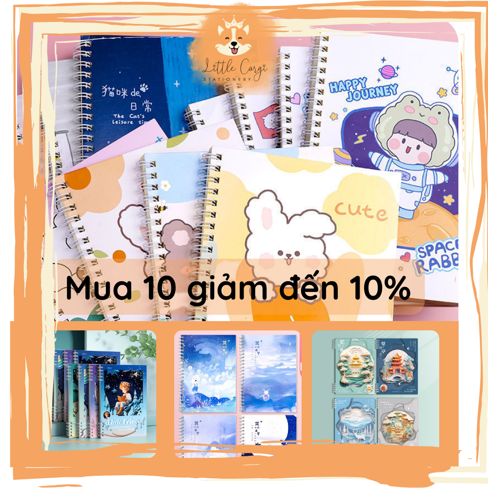 [UPDATE MẪU MỚI] SỔ LÒ XO A5 GIẤY KẺ NGANG DỄ THƯƠNG - SỔ GIẤY KẺ NGANG A5 GÁY LÒ XO CUTE