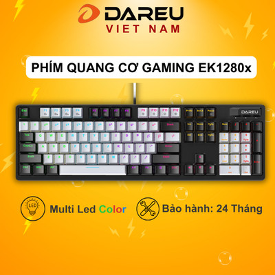 Bàn phím quang cơ DAREU EK1280X BLACK-GREY (WATERPROOF, Optical switch, MULTI LED)