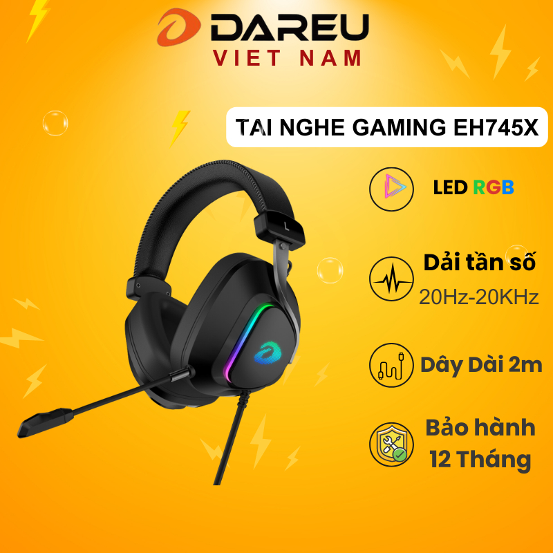 Tai nghe Gaming Dareu EH745X RGB giả lập 7.1 (20Hz-20KHz)