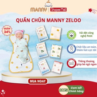 Quấn Chũn Cho Bé Sơ Sinh Manny Zeloo Chất Vải Petit Mềm Mại, Thoáng Mát, An Toàn Co Giãn 4 Chiều