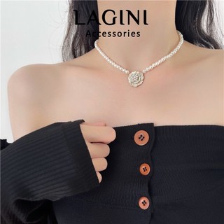 Dây chuyền choker ngọc trai gắn hoa hồng Lagini nữ tính sang chảnh