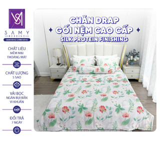 Bộ Chăn Ga Gối Lụa Modal Luxury Bamsilk SAMY BEDDING Họa Tiết Hoa Mát Mịn
