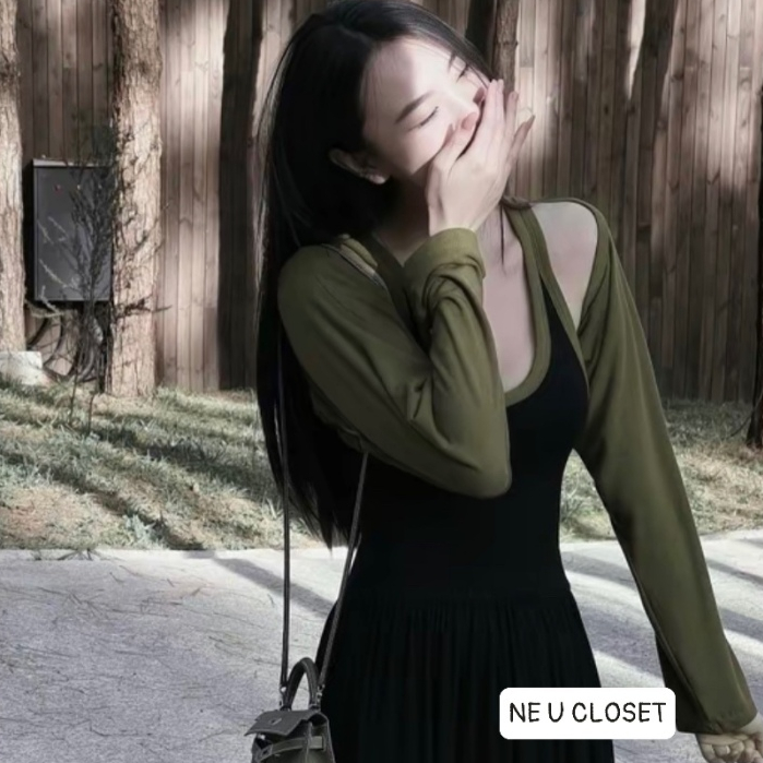 [HÀNG LOẠI 1] Set váy tăm kèm áo khoác crotop set váy 2 dây tăm kèm áo khoác lửng set váy maxi dáng 