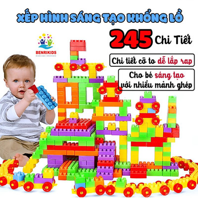 Combo Đồ Chơi Xếp Hình Cho Bé Với Các Khối Cỡ Lớn Bằng Nhựa ABS Cao Cấp