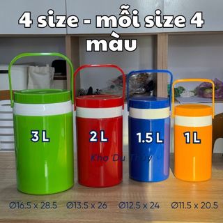 Bình nước đá có quai xách nắp bằng trơn giữ lạnh 4-8h dung tích 1L, 1.5L, 2L, 3L  hiệu Tý Liên của gia dụng Du Thủy