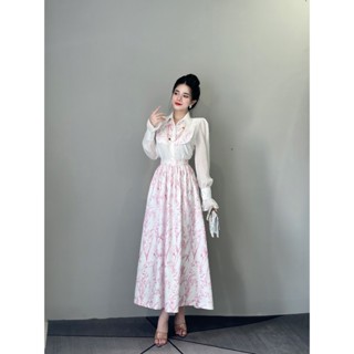 T1772 Set Đầm Nữ Thiết Kế Công Sở 2 Món Gồm Áo Sơ Mi Kiểu In 3d Phối Chân Váy Dáng Dài Cách Điệu - Thanh Tự