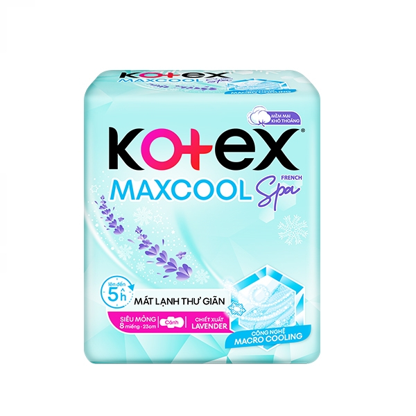 Băng vệ sinh Kotex Max Cool siêu mỏng cánh 23cm 8 miếng