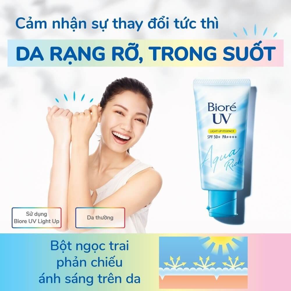 KEM CHỐNG NẮNG BIORE AQUA RICH WATERY ESSENCE/ GEL SPF 50+/ PA ++++ 50G/90ML nâng Tone ( Nội địa Nhật Bản)