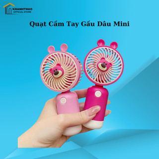 Quạt Tích Điện Cầm Tay Gấu Dâu Lotso , quạt mini cầm tay gấu hồng dễ thương nhỏ gọn, tiện lợi - K209