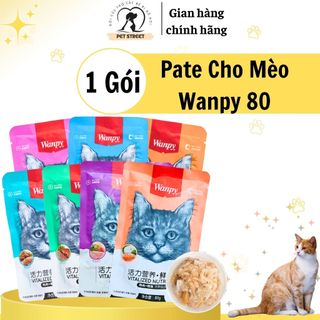 Pate Wanpy 80g - Pate Với Nguyên Liệu 100% Thịt Thật Giúp Kích Thích Vị Giác Cung Cấp Đầy Đủ Dưỡng Chất Cho Các Bé Mèo.