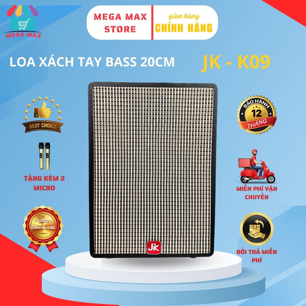 Loa Kéo Xách Tay Hát Karaoke Di Động Bluetooth JK K09 Bass 20 Công Suất Lớn 100W Giải Trí Nghe Nhạc