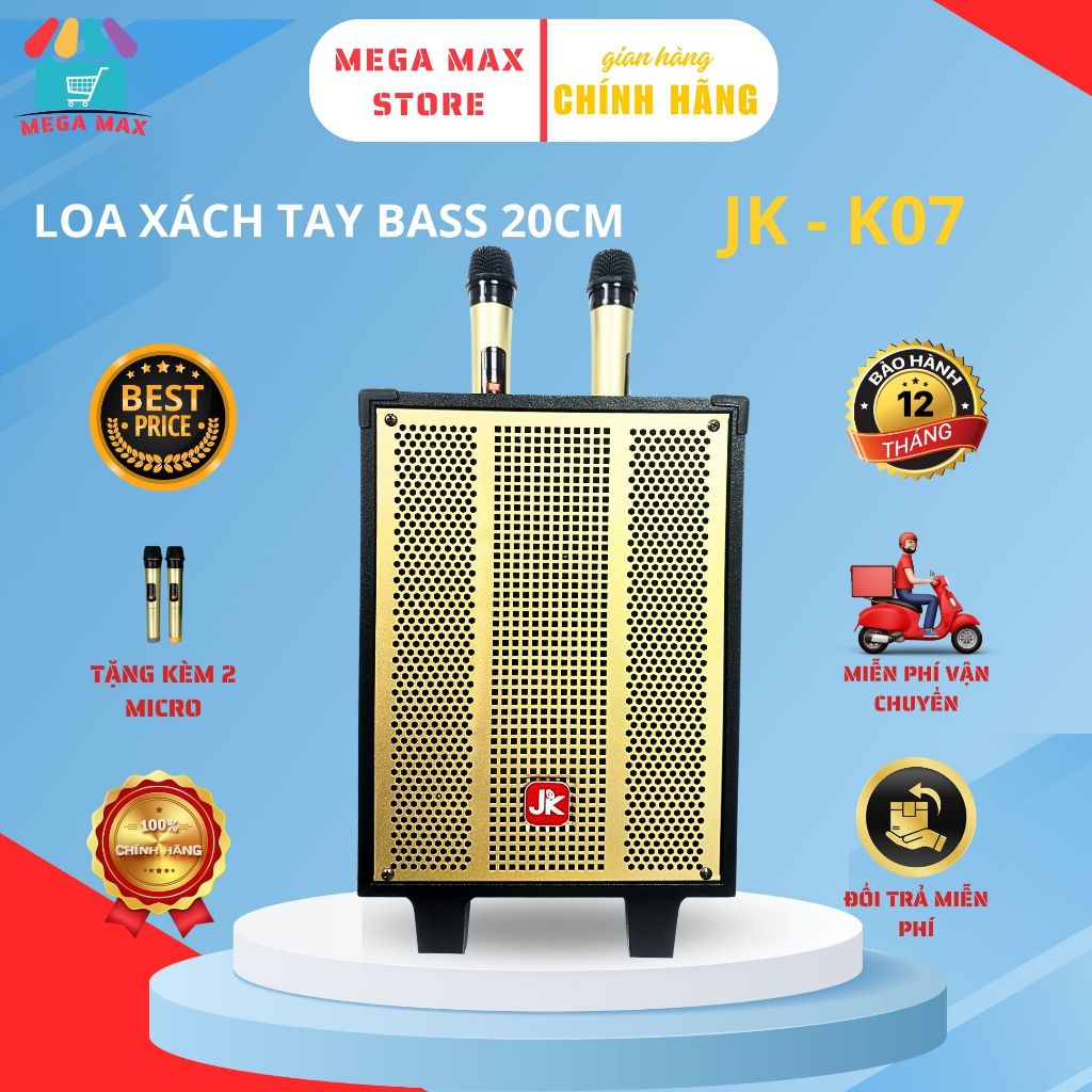 Loa Kéo Xách Tay Hát Karaoke Bluetooth Đa Năng JK K07 Bass 20 Công Suất Lớn 100W Giải Trí Nghe Nhạc