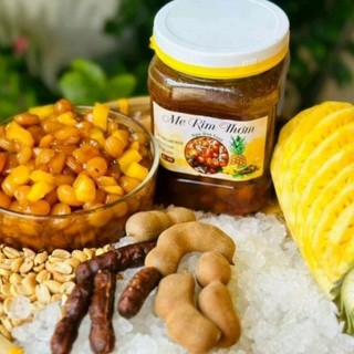 Me hạt dẻo rim thơm hủ 1kg (Đá me hạt mềm kèm đậu phộng )