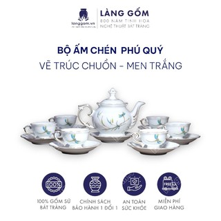 Bộ ấm chén Bát Tràng men trắng - Làng Gốm - Tổng hợp