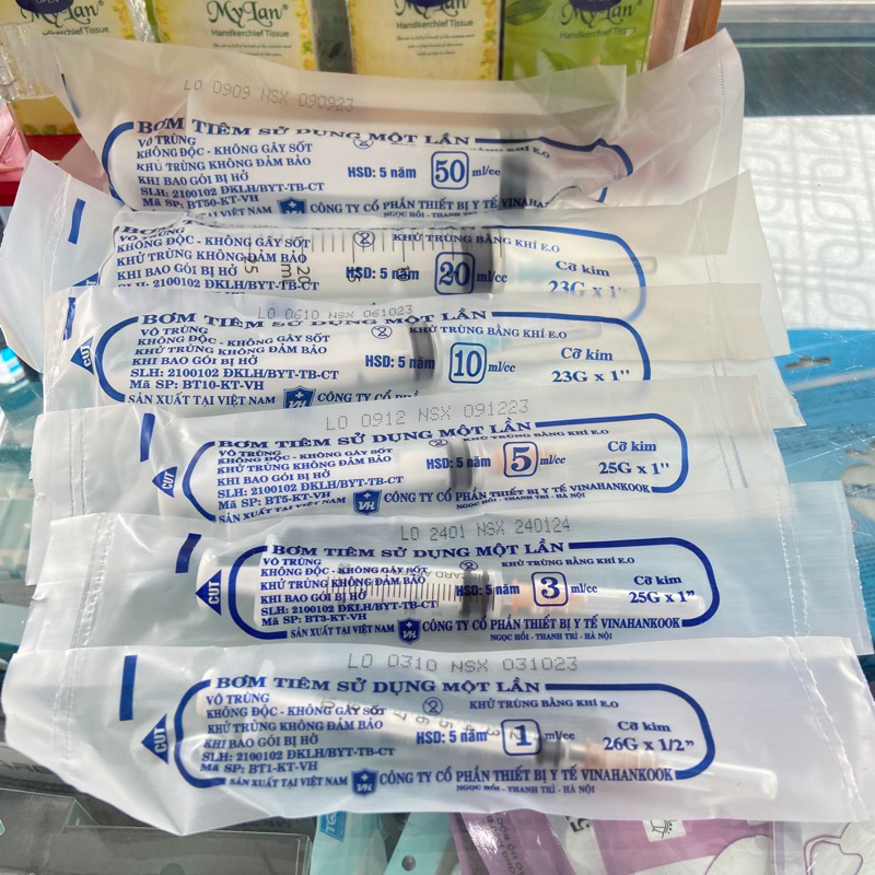 Bơm tiêm một lần Vinahankook chiết mỹ phẩm, nước hoa... - Dung tích 1cc/3cc/5cc/10cc/20cc/50cc (1 bơ