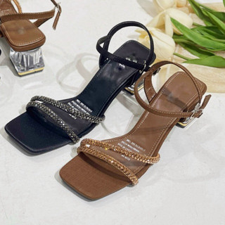 Giày cao hót quai đá, sandal gót vuông 5cm mã H89
