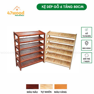 Kệ để giày dép 6 tầng rộng 80cm gỗ cao su - giá để giày dép 47wood