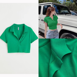 Áo polo nữ cộc tay dáng croptop HM auth