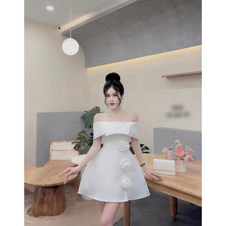 Đầm bẹt vai đi tiệc cho nàng từ 55 đến 90 ký chất vải taptar