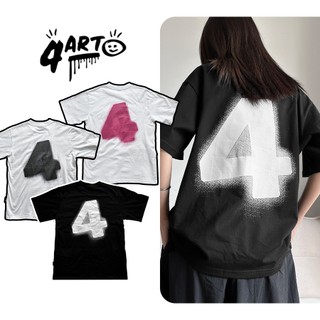 Áo thun 4Art FOUR Cotton 2 chiều 235gsm Hình in lụa Oversized Unisex Đen Trắng