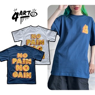 Áo thun 4Art NO PAIN NO GAIN Cotton 2 chiều 235gsm Hình in lụa Oversized Unisex Màu Trắng Xanh Navy