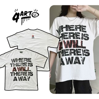 Áo thun 4art where there is a will cotton 2 chiều 235gsm hình in lụa oversized unisex màu đen