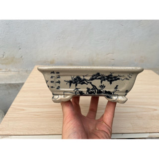  CHẬU CHỮ NHẬT MEN TRONG  16 x13x5  thích hợp trồng Bonsai sen đá cây cảnh cây phong thuỷ mini 