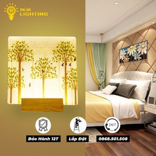 Đèn Tường Led Phòng Khách THỦ ĐÔ LIGHTING Ánh Sáng Vàng Công Suất 2W-3W Chất Liệu Mica Đế Gỗ
