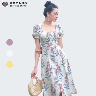 Váy Đầm Cổ Vuông Tay Phồng Vintage HOYANG DHY07
