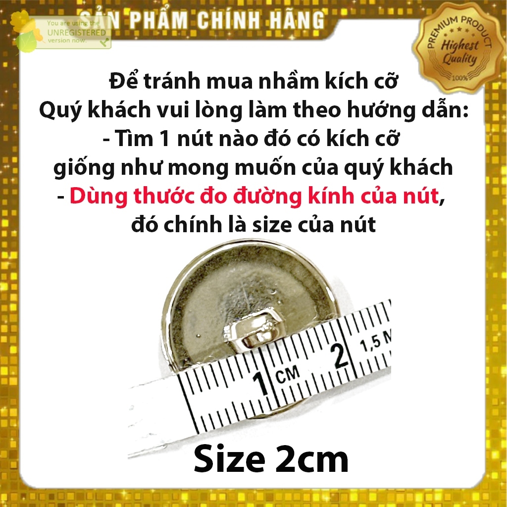 Bộ 10 Cúc Nhỏ 1.2cm cho áo sơ mi, đính đá dễ thương