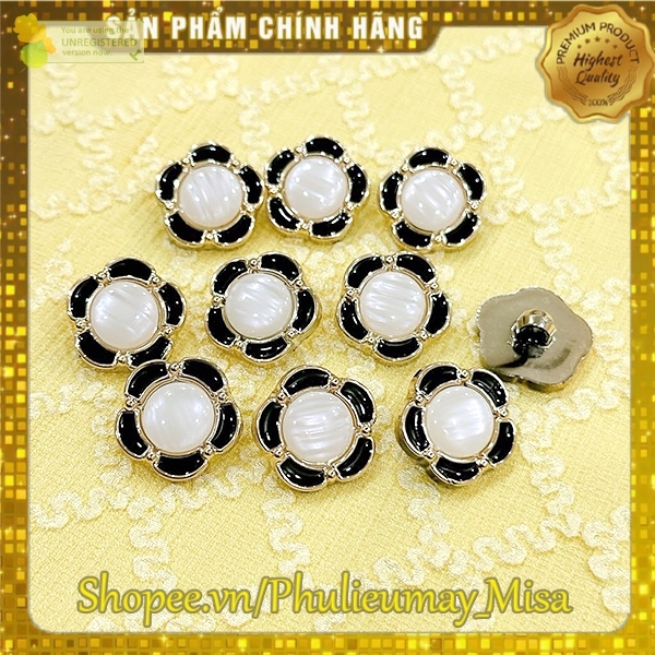 10 cúc Hoa Xinh 5 Cánh 1.8cm-2cm cho áo dạ, áo vest, sơ mi, nút cườm nhựa