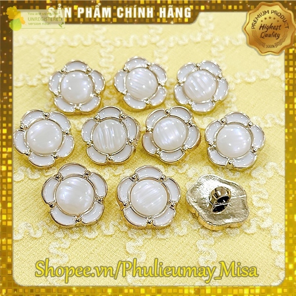 10 cúc Hoa Xinh 5 Cánh 1.8cm-2cm cho áo dạ, áo vest, sơ mi, nút cườm nhựa