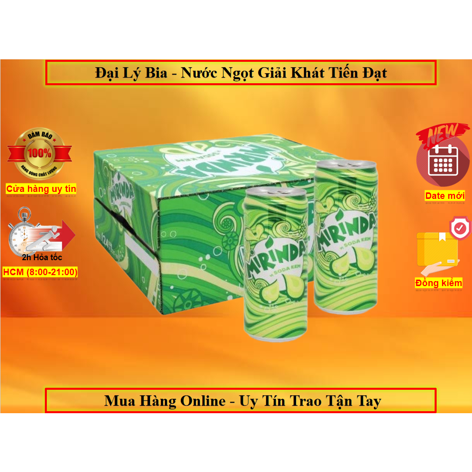 Lốc 6 Lon Nước Ngọt Có Ga Mirinda Soda Kem - Thể Tích 330ML Chính Hãng