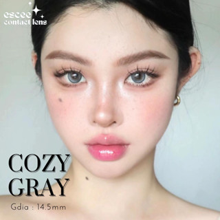 1 Cặp Lens kính áp tròng Cozy Gray độ ẩm cao 60% xám khói sáng Douyin / Tây có viền giãn tròng 14.5mm độ cận 0 - 10 độ