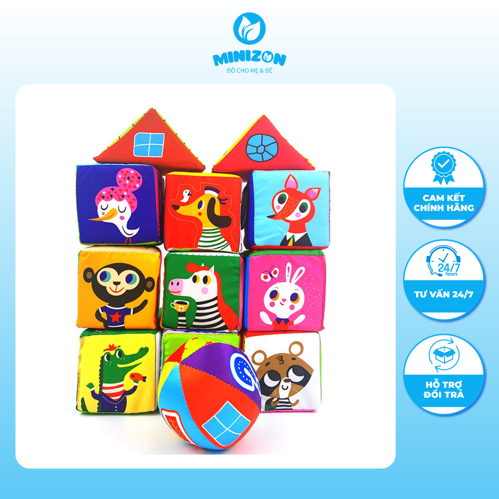 Đồ chơi vải PipoVietnam - Bộ hình khối diệu kỳ 16 khối | Minizon Kids