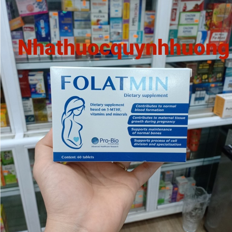 Viên uống FOLATMIN 5-MTHF hộp 60 viên giúp bổ sung dưỡng chất cho mẹ bầu chuẩn bị mang thai